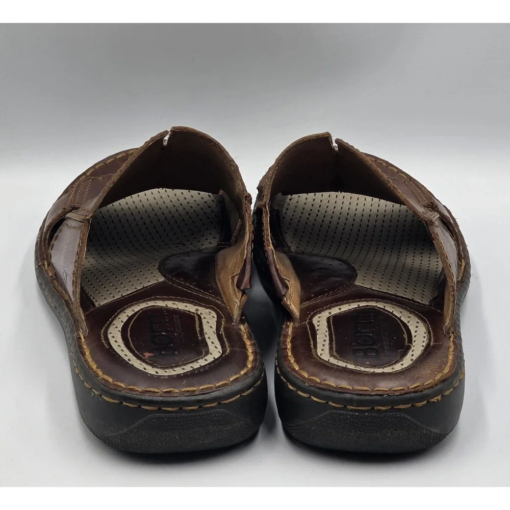 Born Crown Robert Slide Sandals Mens 11M Brown Leather Comfort Slip On
